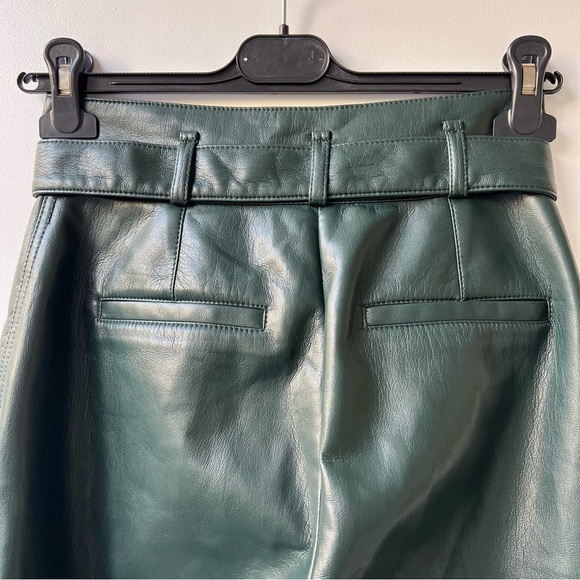 Aritzia Babaton Belted Tie-front Vegan Leather Pants - Dark Green - Size 0 - Picture 6 of 11